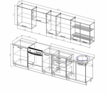 Кухонный гарнитур Руанда 3000 мм в Заречном - zarechnyj.mebel-e96.ru