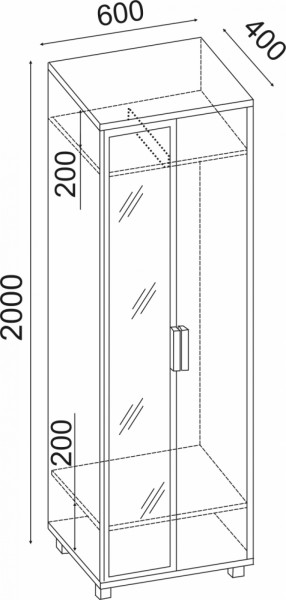 Шкаф 600 с зеркалом West (Риннер) в Заречном - zarechnyj.mebel-e96.ru