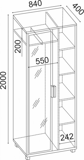 Шкаф 800 с зеркалом West (Риннер) в Заречном - zarechnyj.mebel-e96.ru