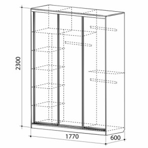 Шкаф-купе Бассо 1-600 (полки слева) в Заречном - zarechnyj.mebel-e96.ru