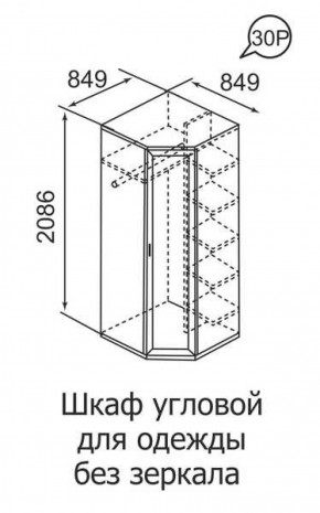 Шкаф угловой для одежды Ника-Люкс 30 без зеркал в Заречном - zarechnyj.mebel-e96.ru