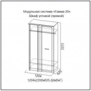 Шкаф угловой (ПРЯМОЙ) серия Гамма-20 в Заречном - zarechnyj.mebel-e96.ru