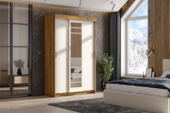 Шкаф-купе ШКП-7 1300 мм золотой/белый (СВ) в Заречном - zarechnyj.mebel-e96.ru