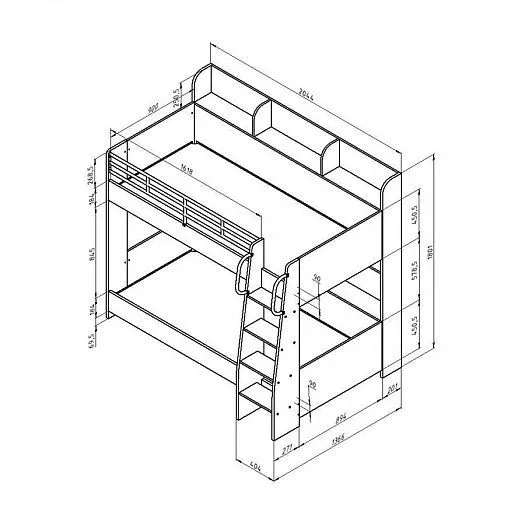 Двухъярусная кровать Соня-5 левая (ФМ) в Заречном - zarechnyj.mebel-e96.ru