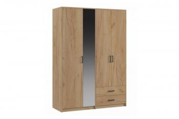 Шкаф 1500 мм  4-х ств. с зеркалом 2 ящ. SVETLANA LOFT, дуб золотой (Генезис) в Заречном - zarechnyj.mebel-e96.ru