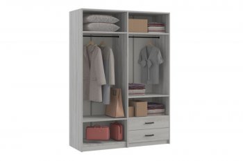 Шкаф 1500 мм  4-х ств. с зеркалом 2 ящ. SVETLANA LOFT, сосна белая (Генезис) в Заречном - zarechnyj.mebel-e96.ru