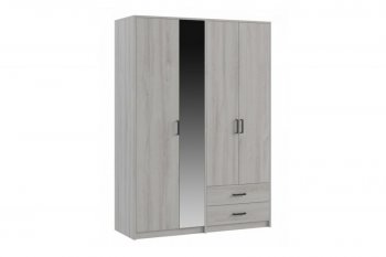 Шкаф 1500 мм  4-х ств. с зеркалом 2 ящ. SVETLANA LOFT, сосна белая (Генезис) в Заречном - zarechnyj.mebel-e96.ru