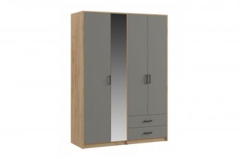 Шкаф 1500 мм  4-х ств. с зеркалом 2 ящ. SVETLANA LOFT, Дуб золотой/Серый (Генезис) в Заречном - zarechnyj.mebel-e96.ru