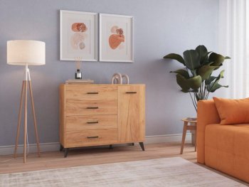 Комод-Тумба (1дв,4ящ) SVETLANA LOFT, дуб золотой (Генезис) в Заречном - zarechnyj.mebel-e96.ru