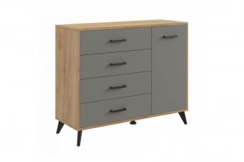 Комод-Тумба (1дв,4ящ) SVETLANA LOFT, дуб золотой/серый (Генезис) в Заречном - zarechnyj.mebel-e96.ru