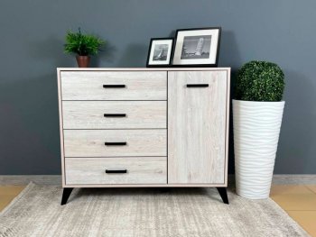 Комод-Тумба (1дв,4ящ) SVETLANA LOFT, сосна белая (Генезис) в Заречном - zarechnyj.mebel-e96.ru