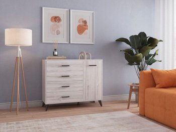 Комод-Тумба (1дв,4ящ) SVETLANA LOFT, сосна белая (Генезис) в Заречном - zarechnyj.mebel-e96.ru