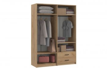 Шкаф 1500 мм  4-х ств. с зеркалом 2 ящ. SVETLANA LOFT, дуб золотой (Генезис) в Заречном - zarechnyj.mebel-e96.ru