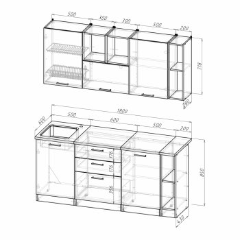 Кухонный гарнитур Томилла макси 4 1800 мм (Герда) в Заречном - zarechnyj.mebel-e96.ru