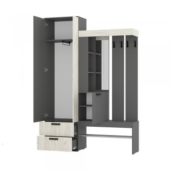 Прихожая Трамп графит/крафт белый (БТС) в Заречном - zarechnyj.mebel-e96.ru