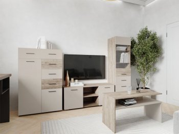 Тумба ТВ Турин ЛДСП крафт серый/кашемир (ВВР) в Заречном - zarechnyj.mebel-e96.ru