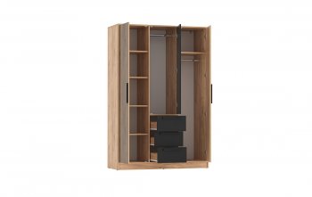 Шкаф 1300 мм 83.08 Вегас (3-х дв.) черный (Олмеко) в Заречном - zarechnyj.mebel-e96.ru