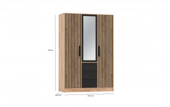 Шкаф 1300 мм 83.08 Вегас (3-х дв.) черный (Олмеко) в Заречном - zarechnyj.mebel-e96.ru