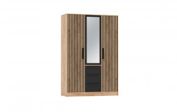 Шкаф 1300 мм 83.08 Вегас (3-х дв.) черный (Олмеко) в Заречном - zarechnyj.mebel-e96.ru