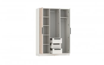 Шкаф 1300 мм 83.08 Вегас (3-х дв.) белый (Олмеко) в Заречном - zarechnyj.mebel-e96.ru