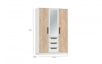 Шкаф 1300 мм 83.08 Вегас (3-х дв.) белый (Олмеко) в Заречном - zarechnyj.mebel-e96.ru