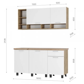 Кухонный гарнитур 1600 мм Вика (БТС) в Заречном - zarechnyj.mebel-e96.ru