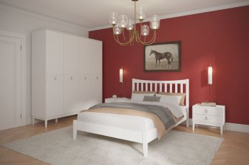 Кровать из массива Виола белый античный (БМ) в Заречном - zarechnyj.mebel-e96.ru